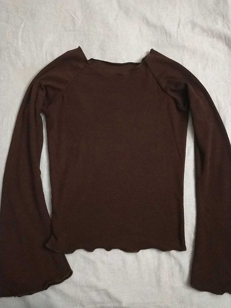 Brown Bell Sleeve Top