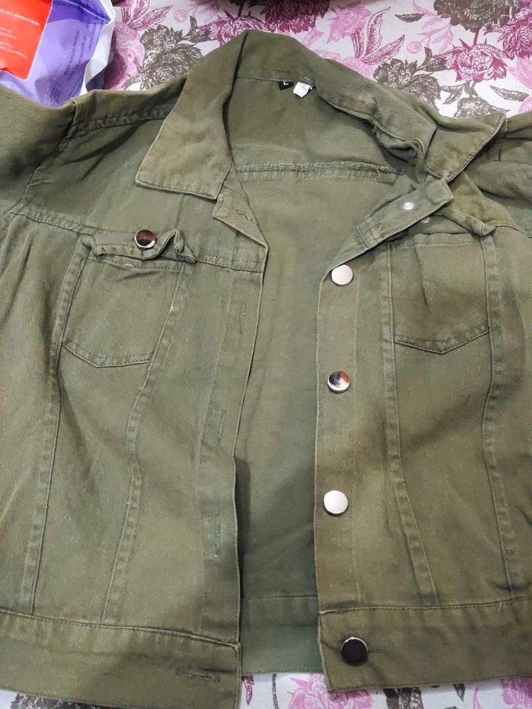 Olive Green Denim Jacket