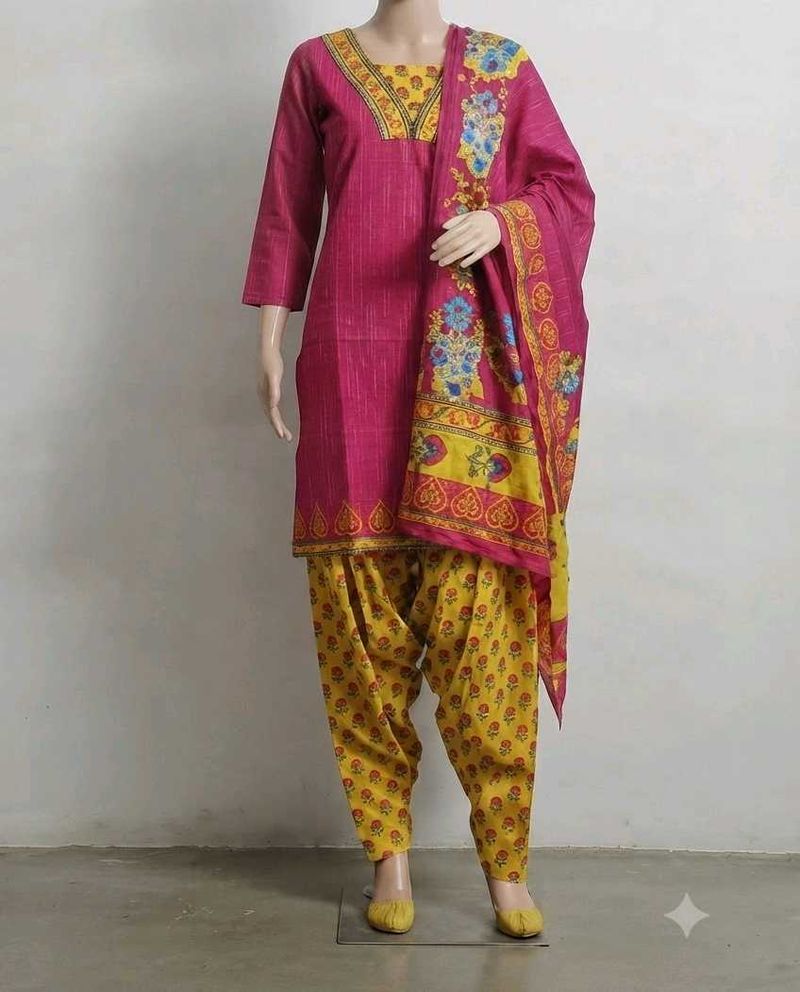 Vibrant Pink &amp; Yellow Kurta Set