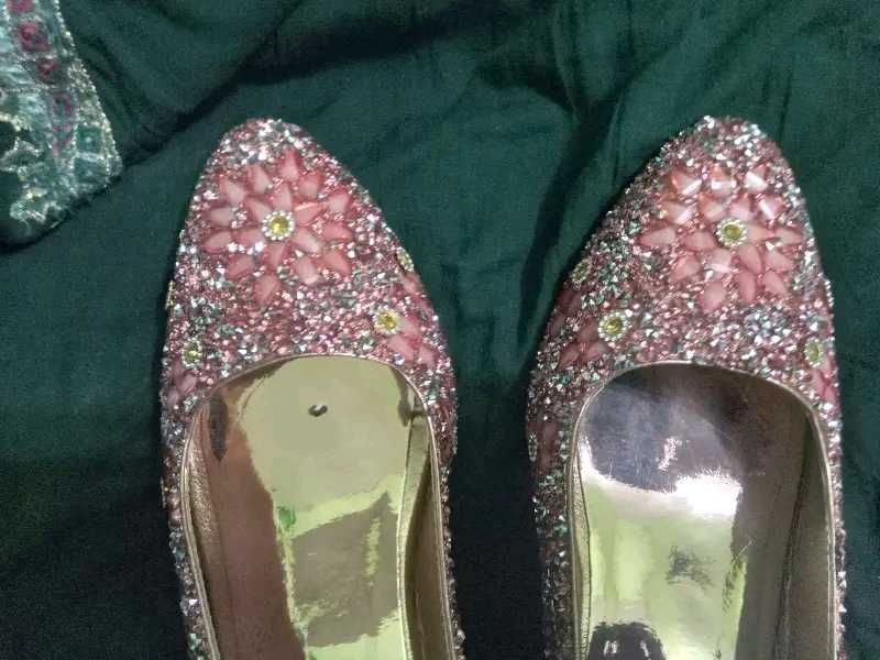 Pink Belly Sandal with multi stone work