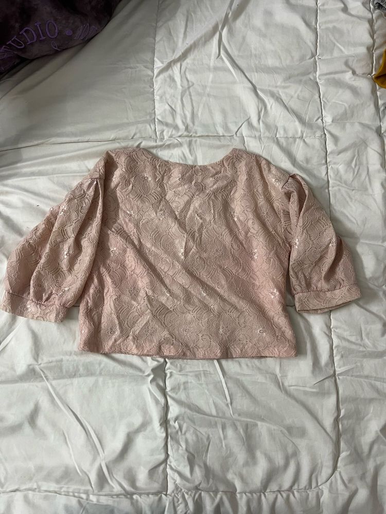 Pink Floral Lace Blouse