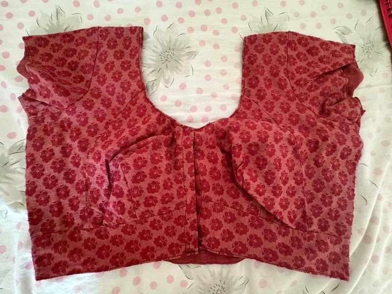 Red Printed Readymade Blouse