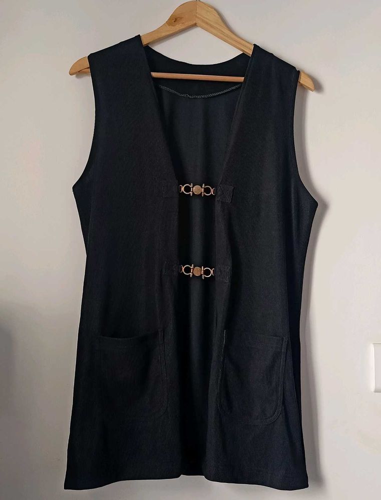 Sleeveless Vest with Buckle Detail