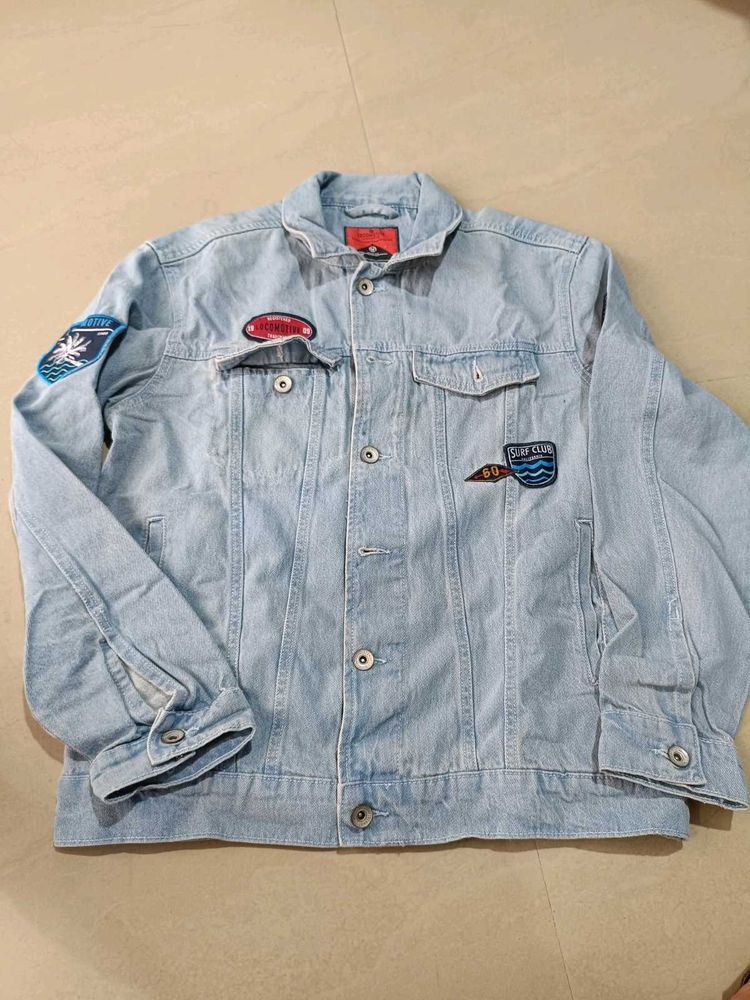 LOCOMOTIVE Denim Jacket with Patches, M Size