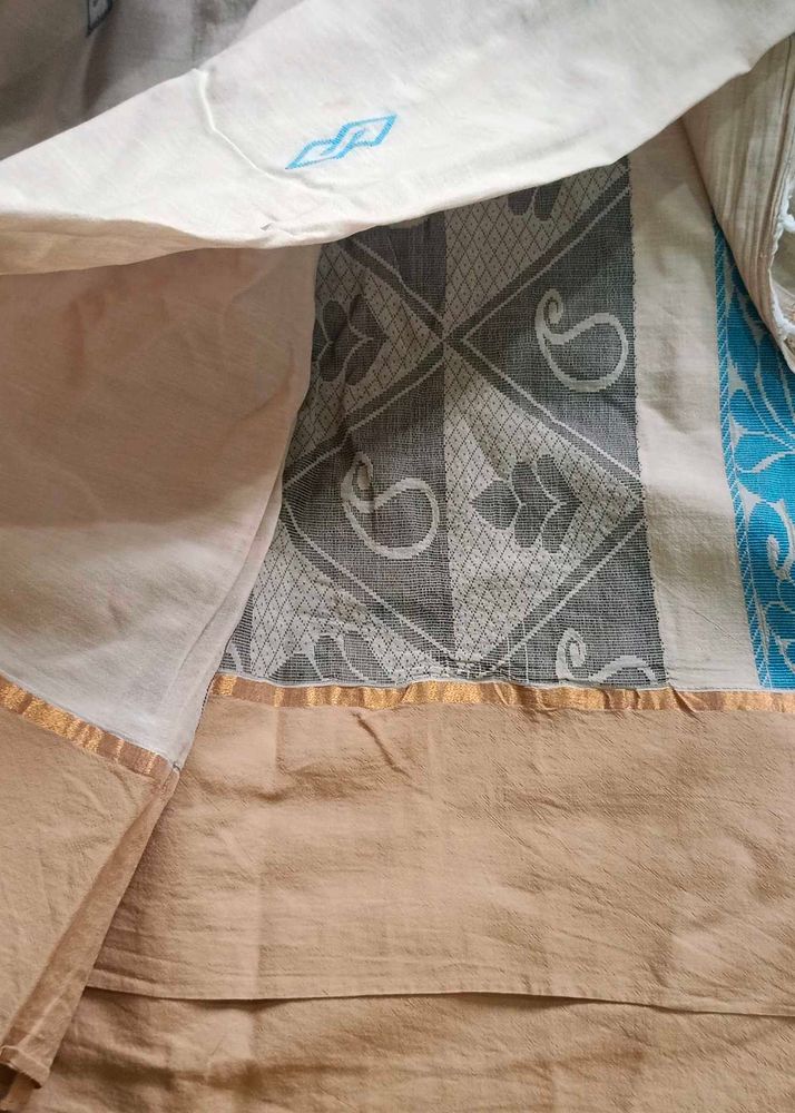 Elegant Grey &amp; White Saree