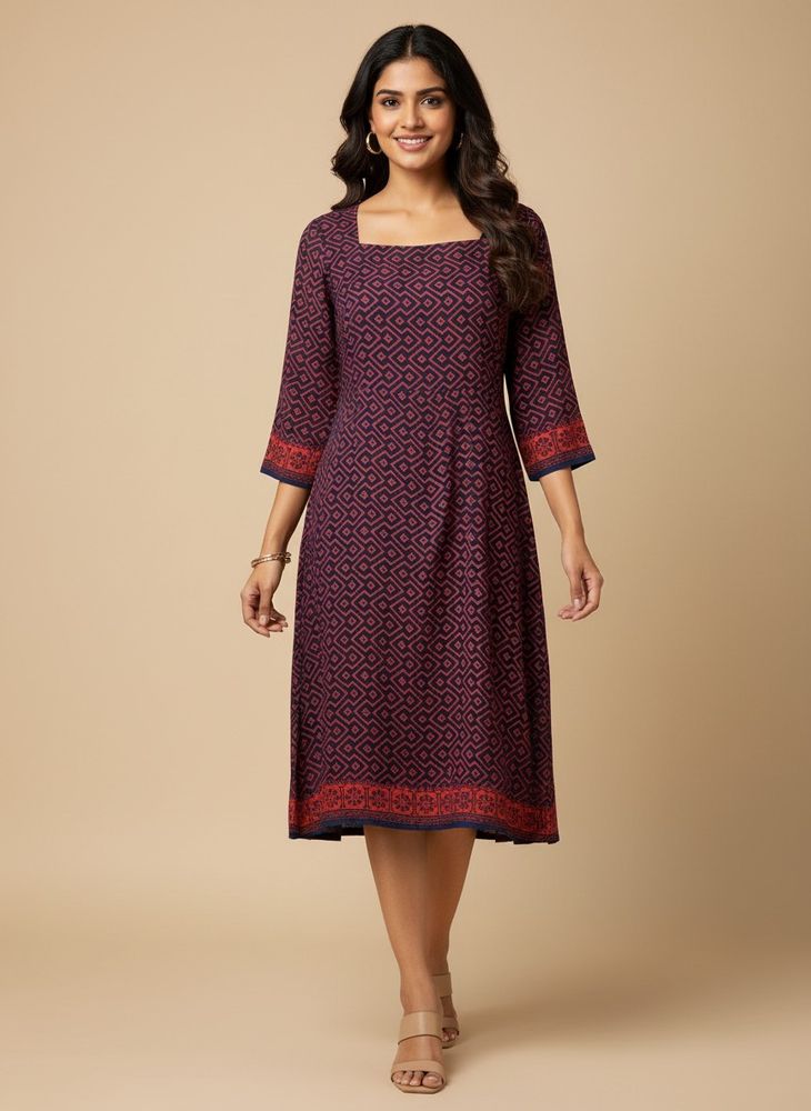 Stylish Geometric Print Dress