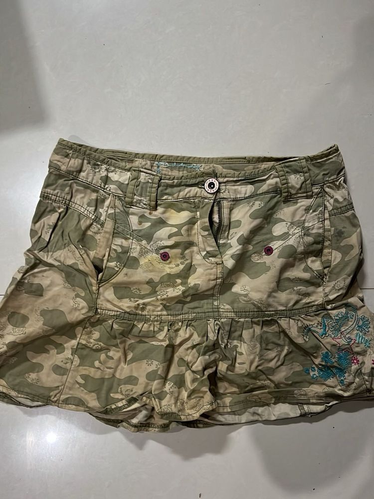 Camo Print Skater Skirt
