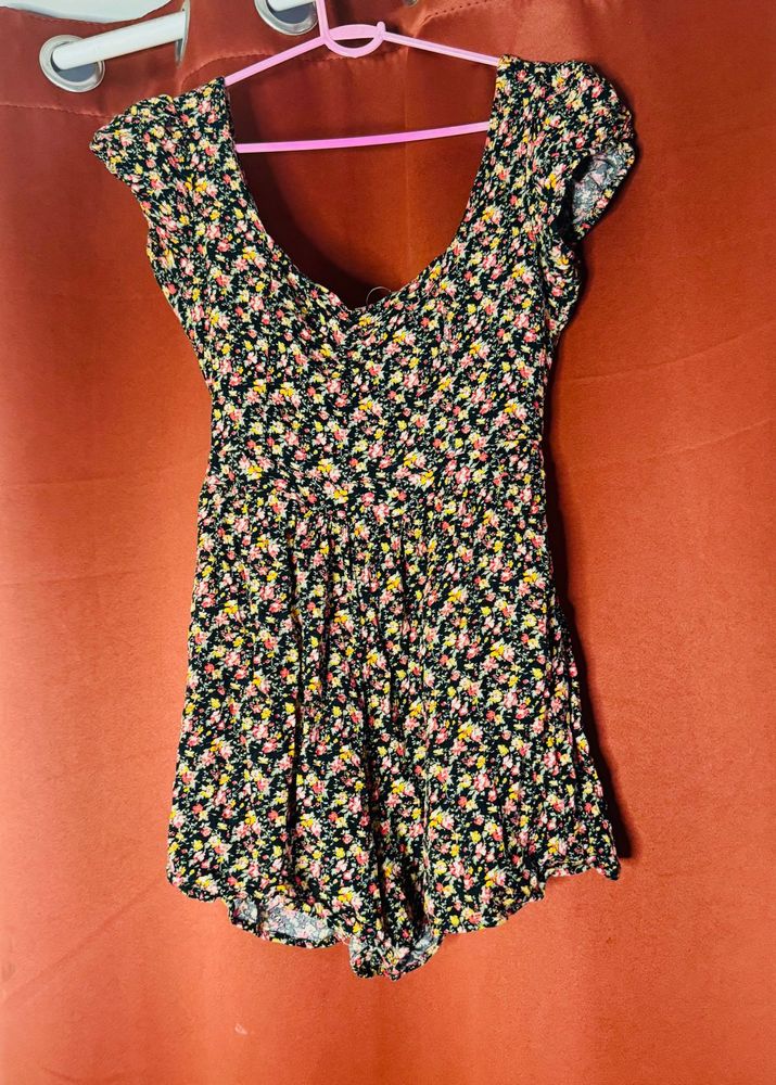 Cute Floral Print Mini Dress