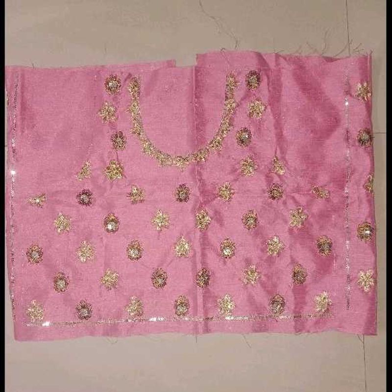 Embellished Pink Silk Blend Blouse Piece