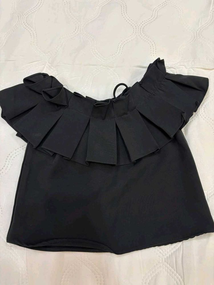 Chic Black Off-Shoulder Ruffle Top
