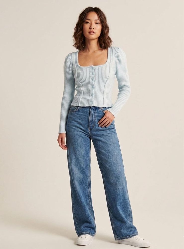 Light Blue Ribbed Cardigan