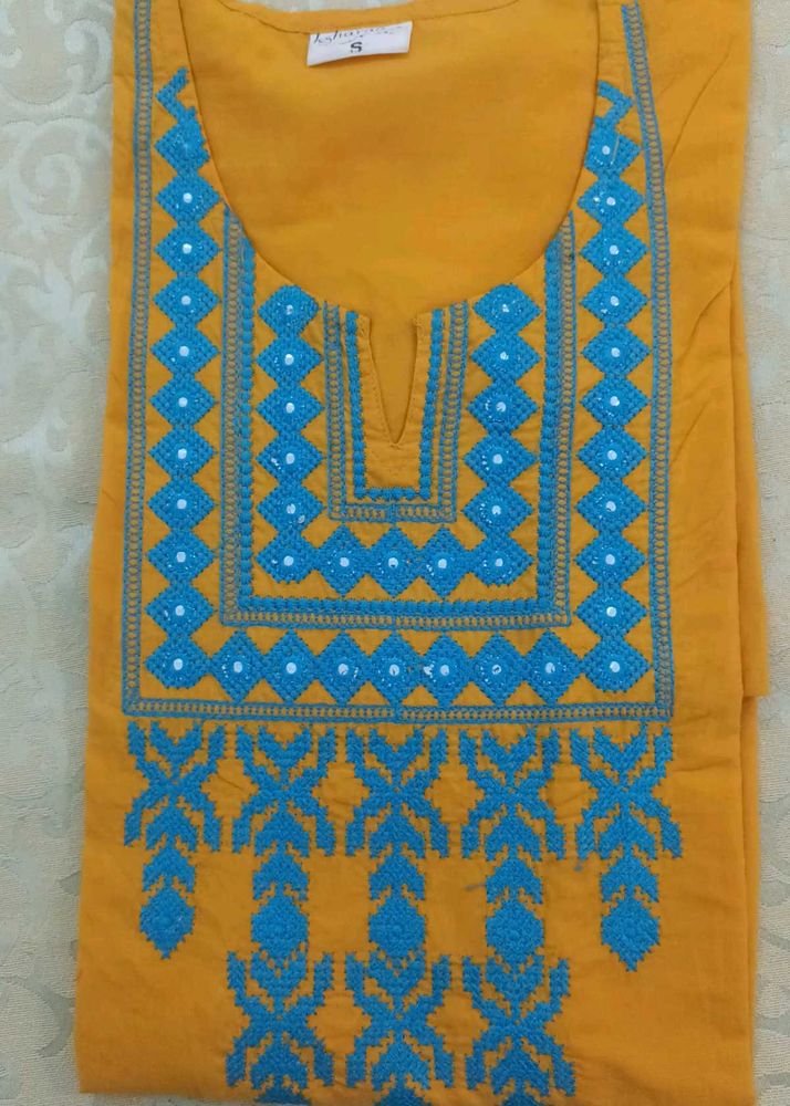 Embroidered Yellow Kurta