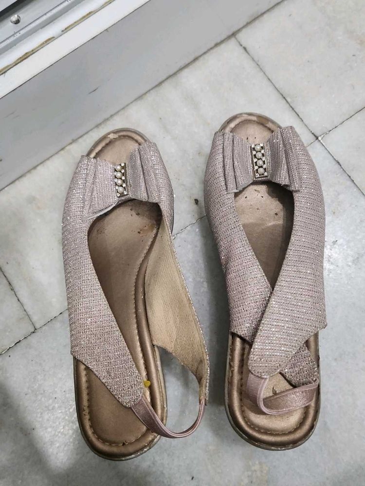 Womens Sparkly Bow Slingback Sandals