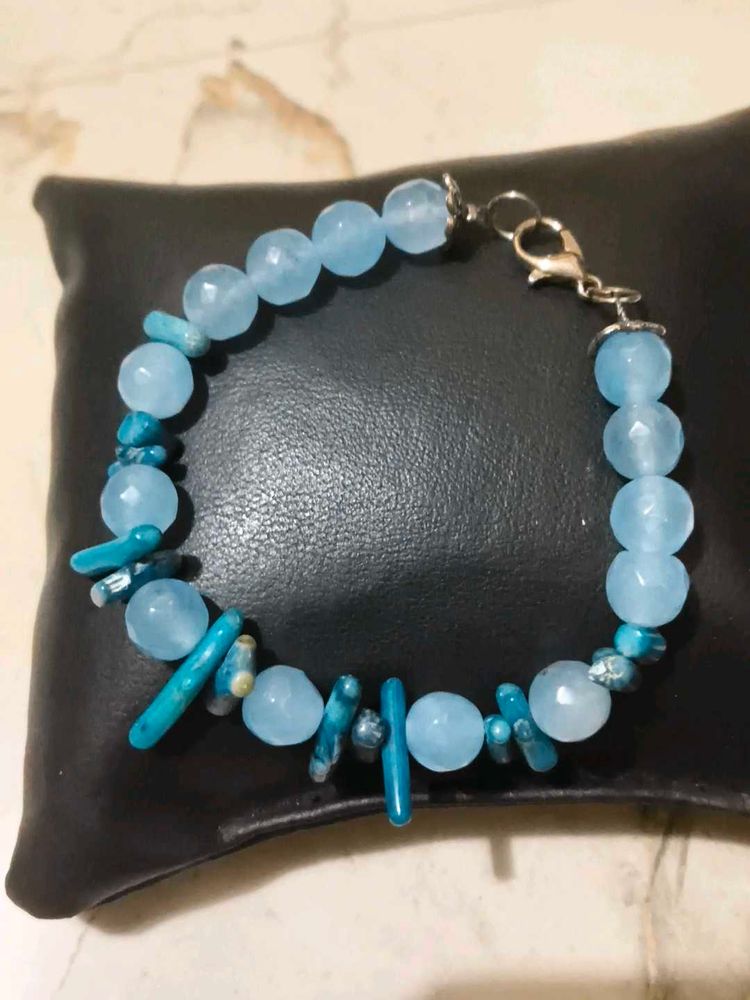 Sky Blue agate and gems stone Bracelet
