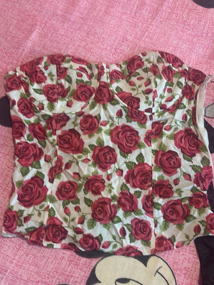 Floral Rose Print Corset Top