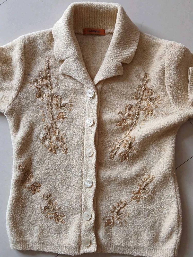 Chic Embroidered Knit Cardigan