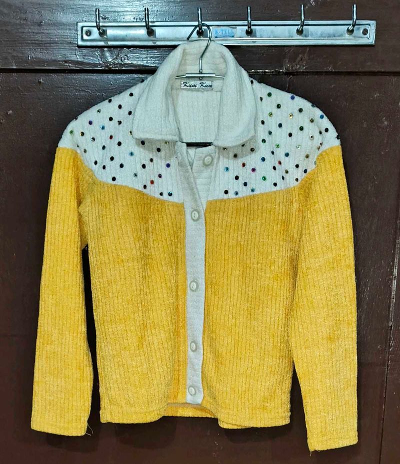 Vibrant Yellow Embellished Sweater
