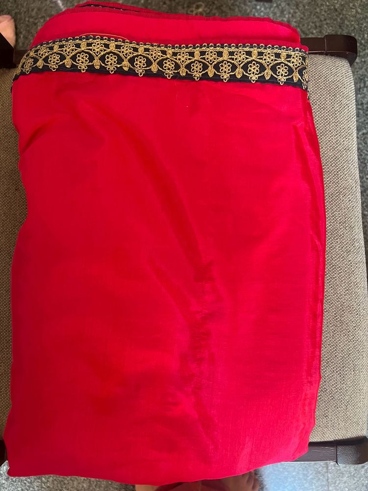 Simple &amp; Stylish Pink Saree with Blue Border – Eve