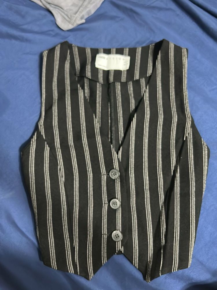 ASOS design Striped Button-Up Vest