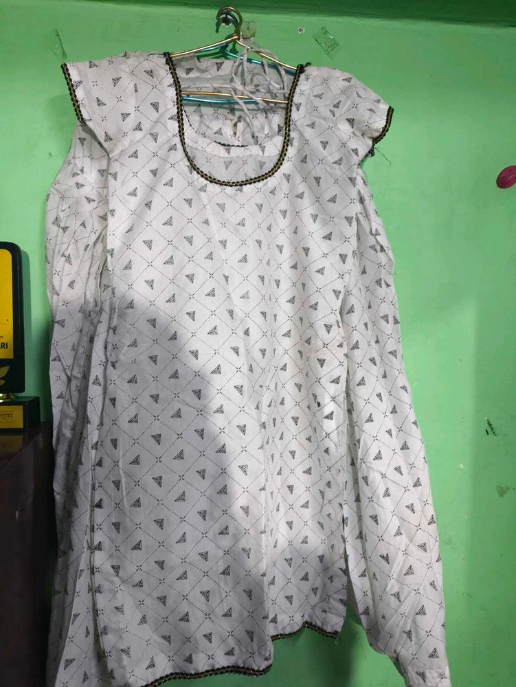 White Printed Kurta Set