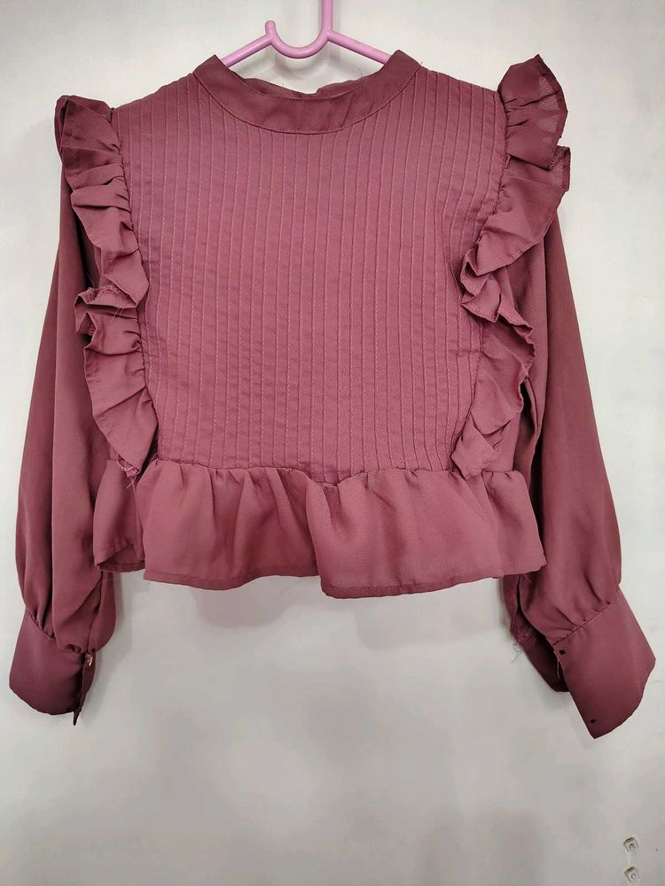 Chic Ruffled Mauve Top