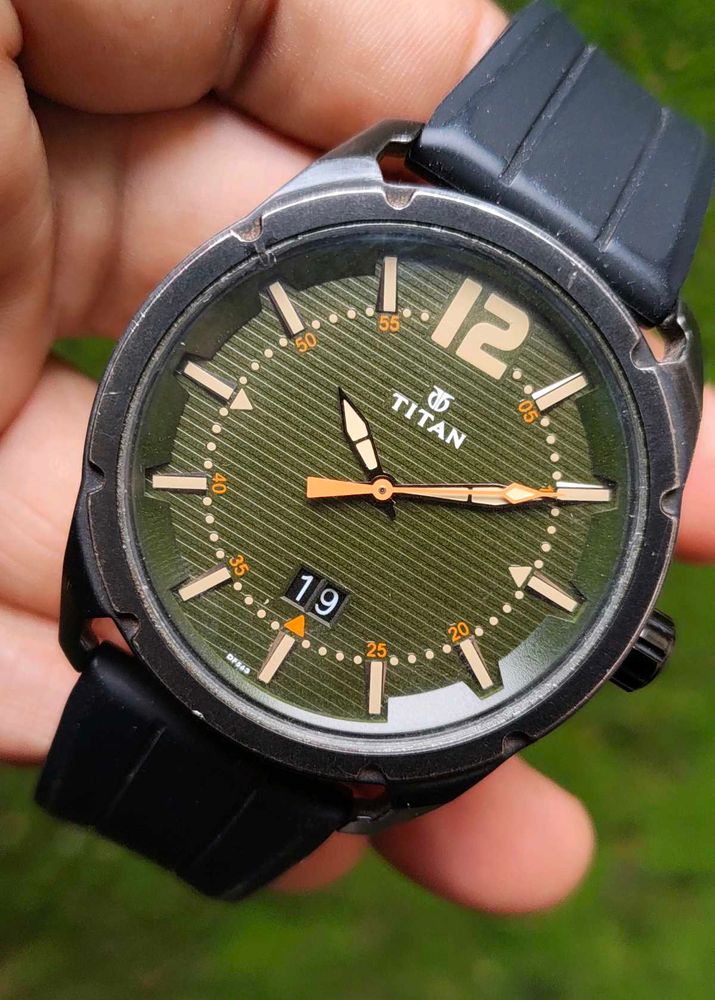 Titan Men's Watch - Green Olive Dial