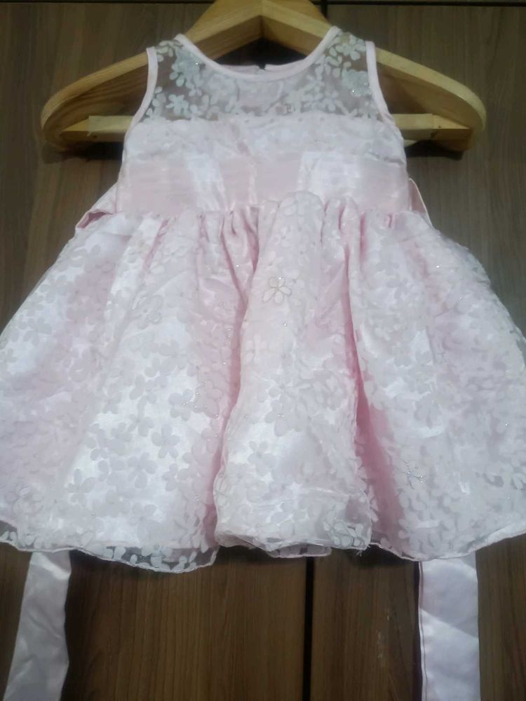 Elegant Pink Floral Baby Dress