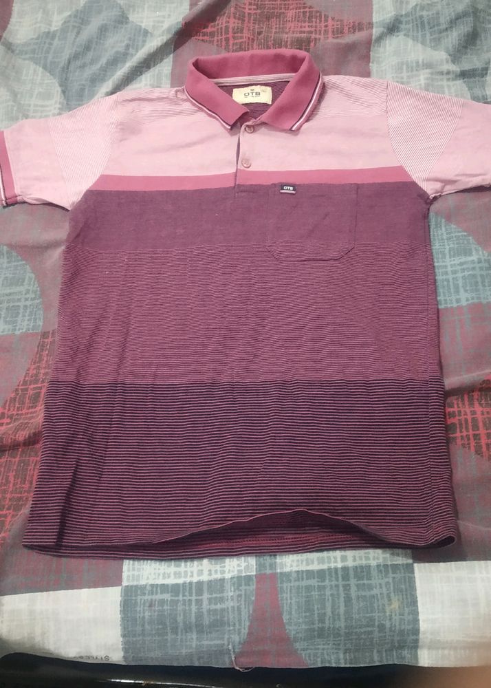 L Size Pink T Shirt For Men