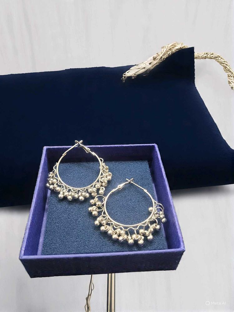 Silver Hoop Earrings with Dangling Charms