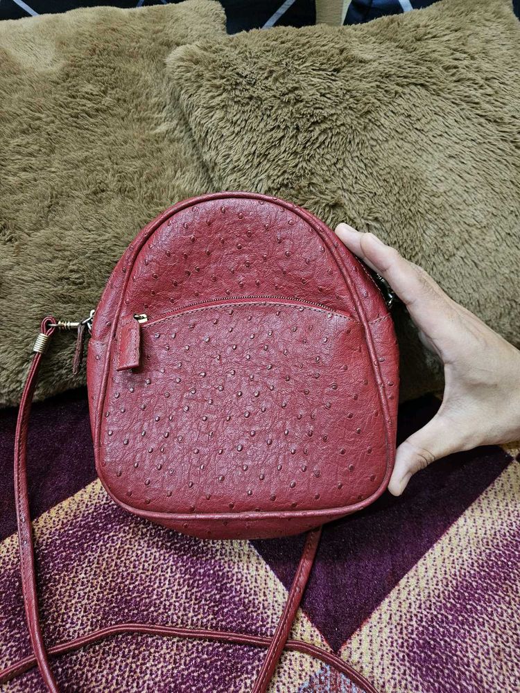 Ostrich faux leather vintage sling bag from Japan