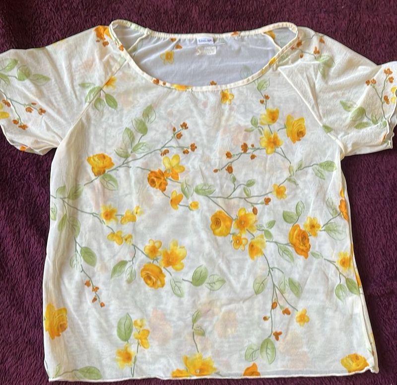 Sheer Floral Print Top