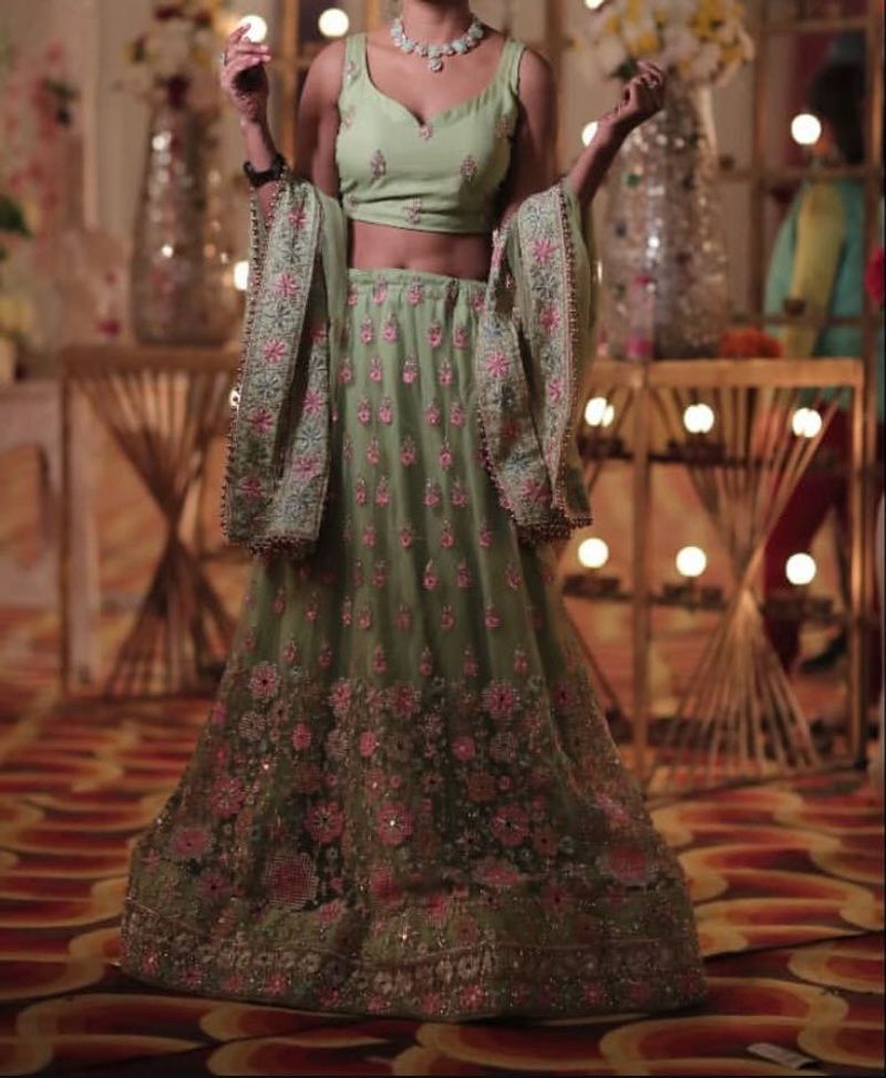 Beautiful Green Lehenga Choli Set