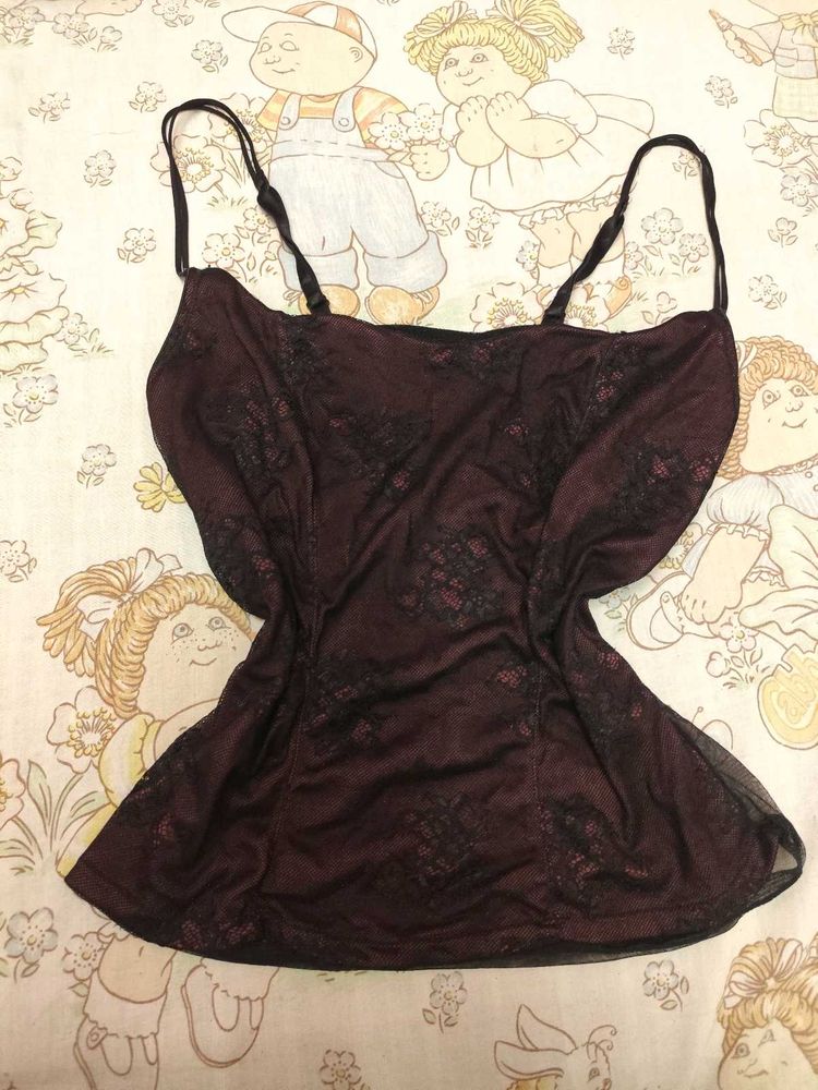 Dark Gothic Pink and Black Lace Top