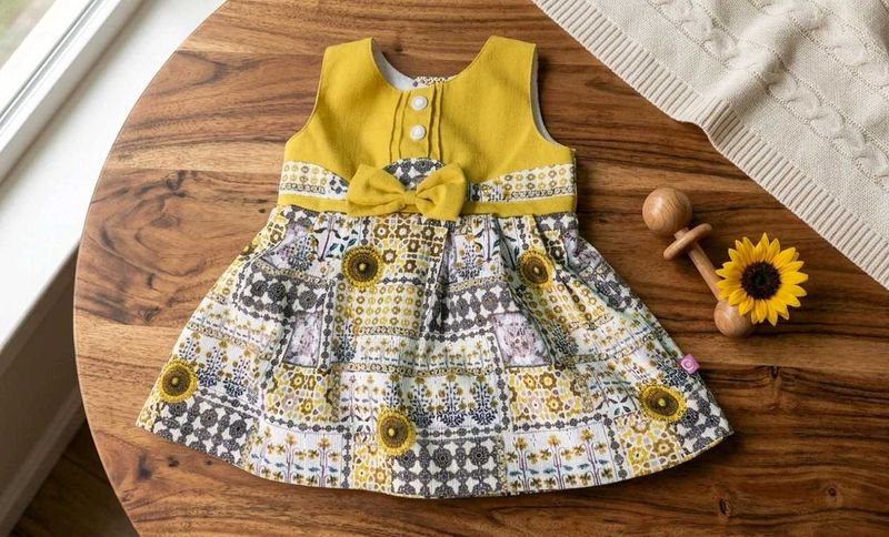 Adorable Yellow Baby Dress with Bow