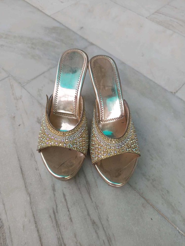 Sparkling Embellished Block Heels