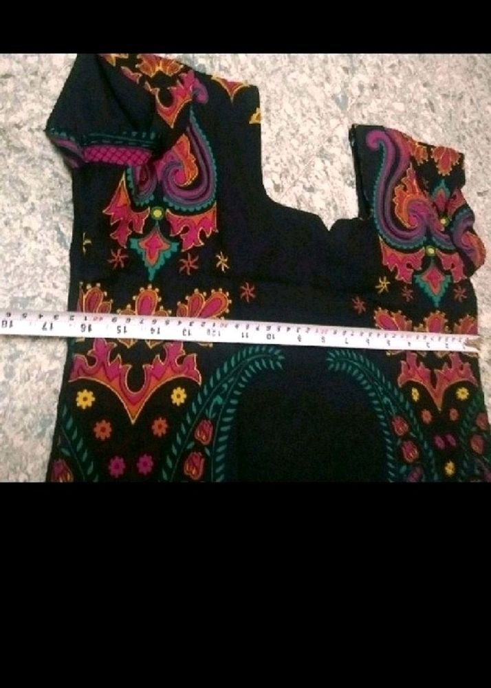 Beautiful Digital Printed Black Kurti