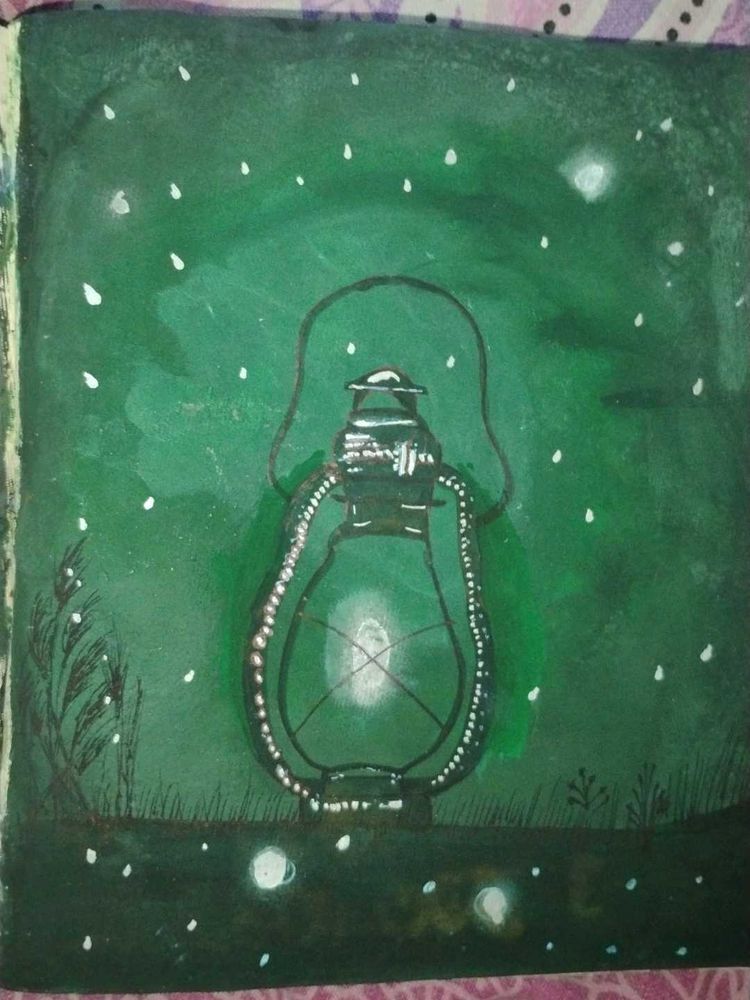 A beautiful oil lamp painting