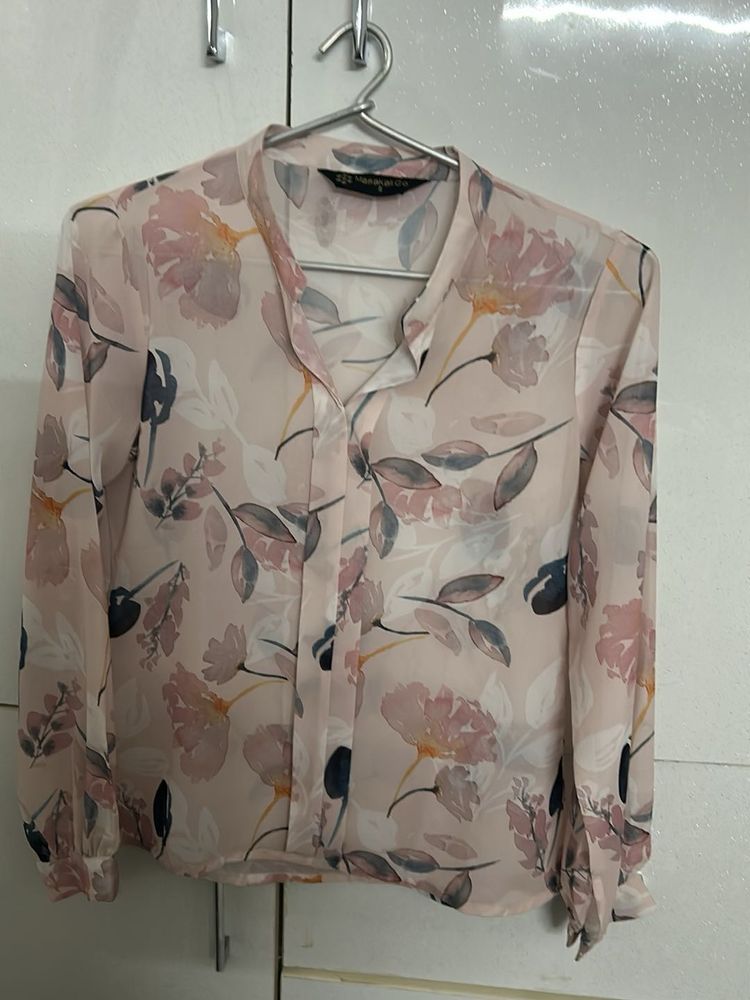 Sheer Floral Print Blouse