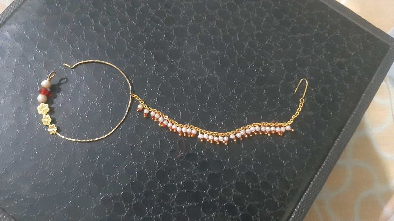 Elegant Gold Nath with Pearls