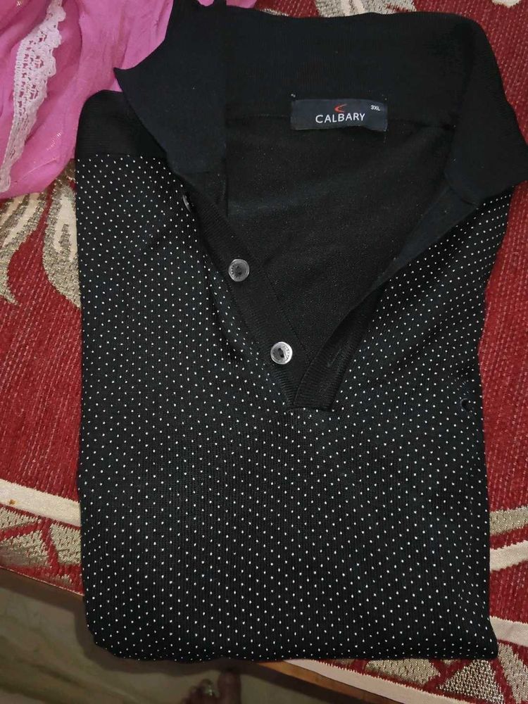 Black Polka Dot Polo T-Shirt