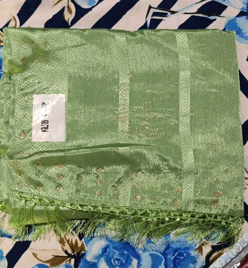 Elegant Green Saree with Embellishments