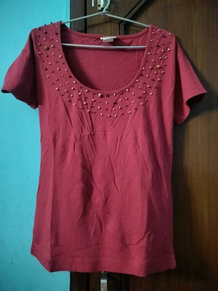 Embellished Short Sleeve Top