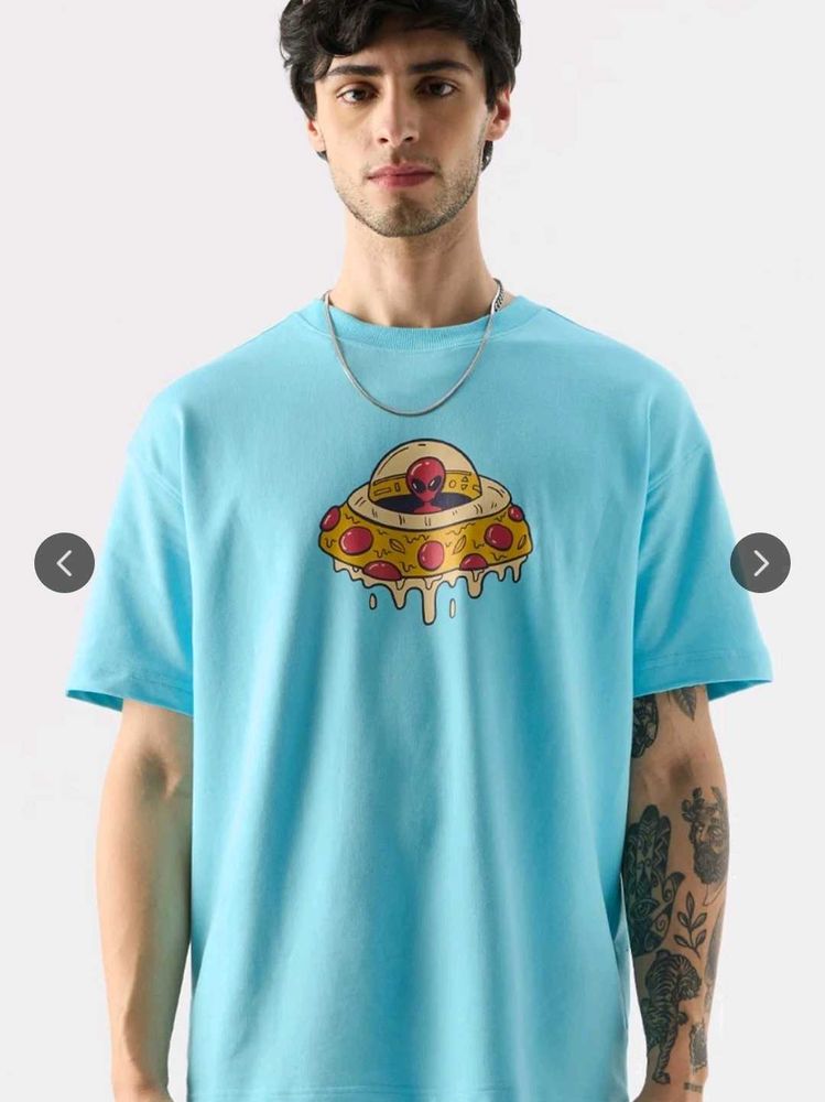 Men's New Souled store Oversized Alien BlueTshirt