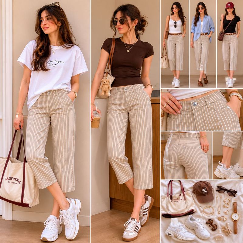Striped Cropped Pants