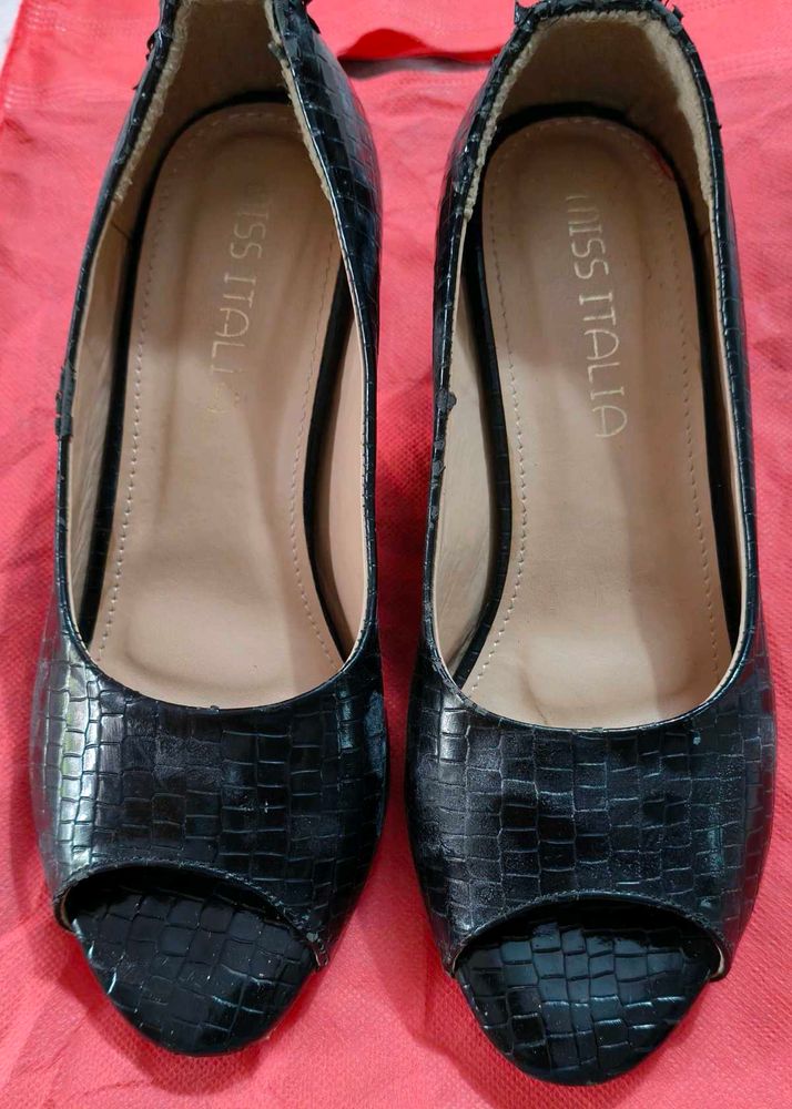 Black Peep-Toe Heels