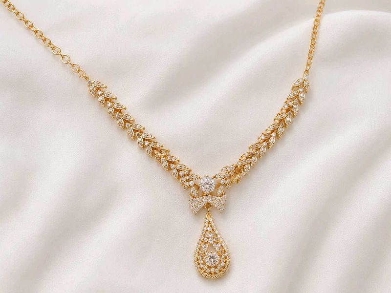 Elegant Gold Necklace with CZ Stones