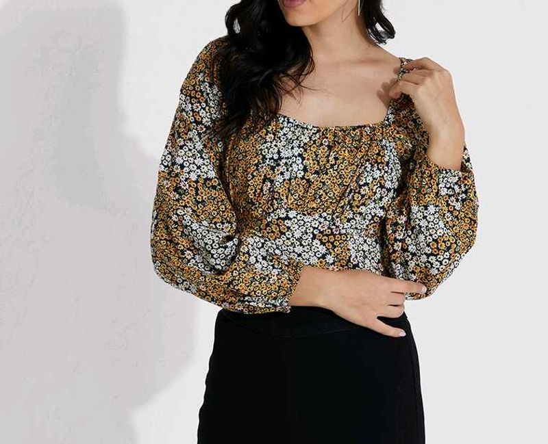 Floral Print Puff Sleeve Top