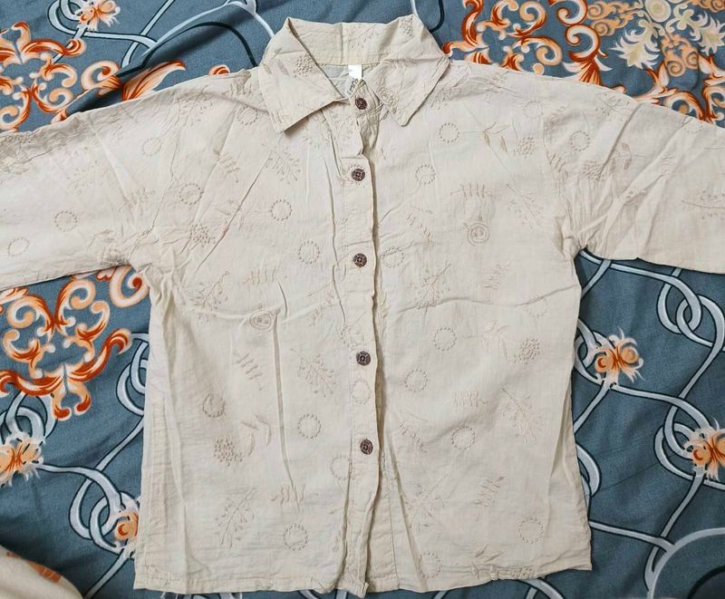 Lightweight Embroidered Button-Up Shirt