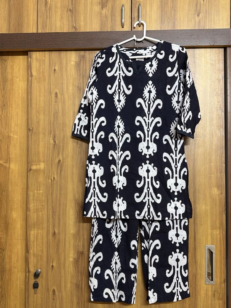 Stylish Navy Blue Kurta Set with Pants