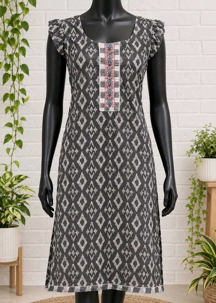 Stylish Grey Diamond Print Kurta